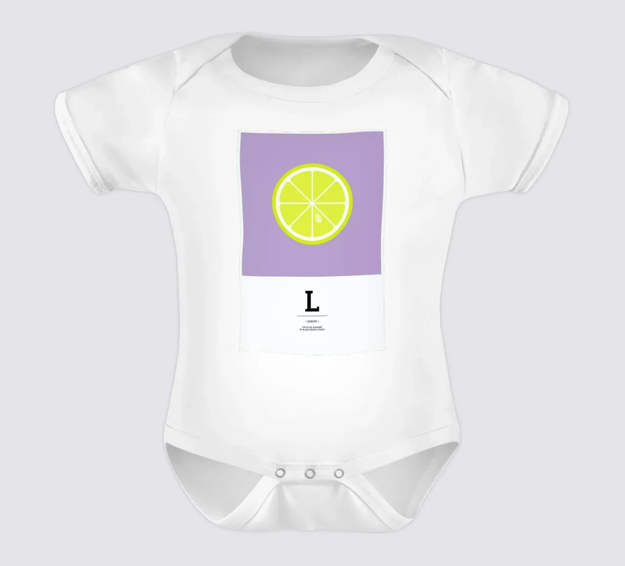 „The Food Alphabet“ - L like Lemon body neonato maniche corte da BLAEK Design Studio