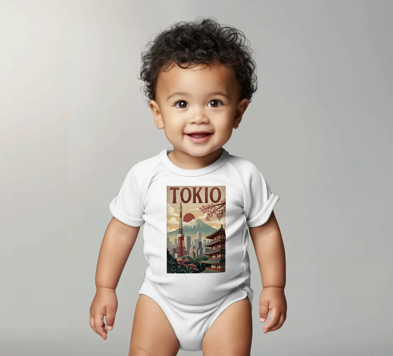 Tokyo vintage poster short-sleeve baby romper by 🎁 ARTVI-SHOP