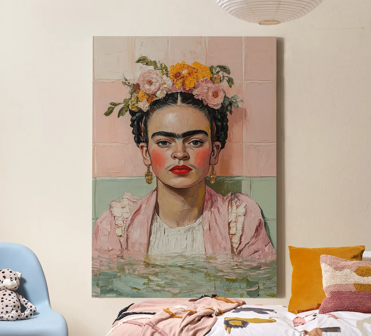 Frida Kahlo - L'esilio interiore tela con Cornice a cassetta da Fantasias Florales