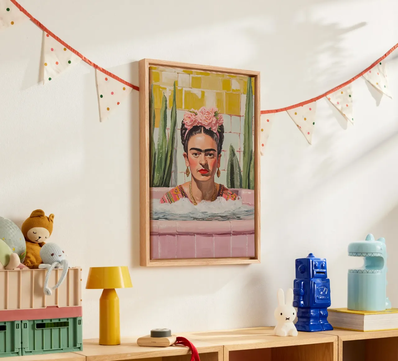 Frida Kahlo - De geleefde herinnering canvas met Baklijst van Fantasias Florales