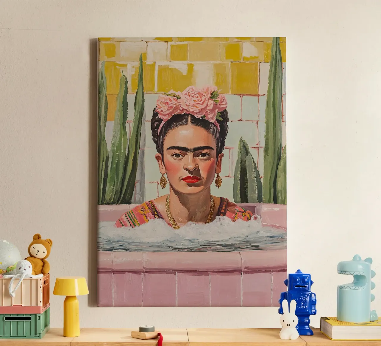 Frida Kahlo - De geleefde herinnering canvas met Baklijst van Fantasias Florales
