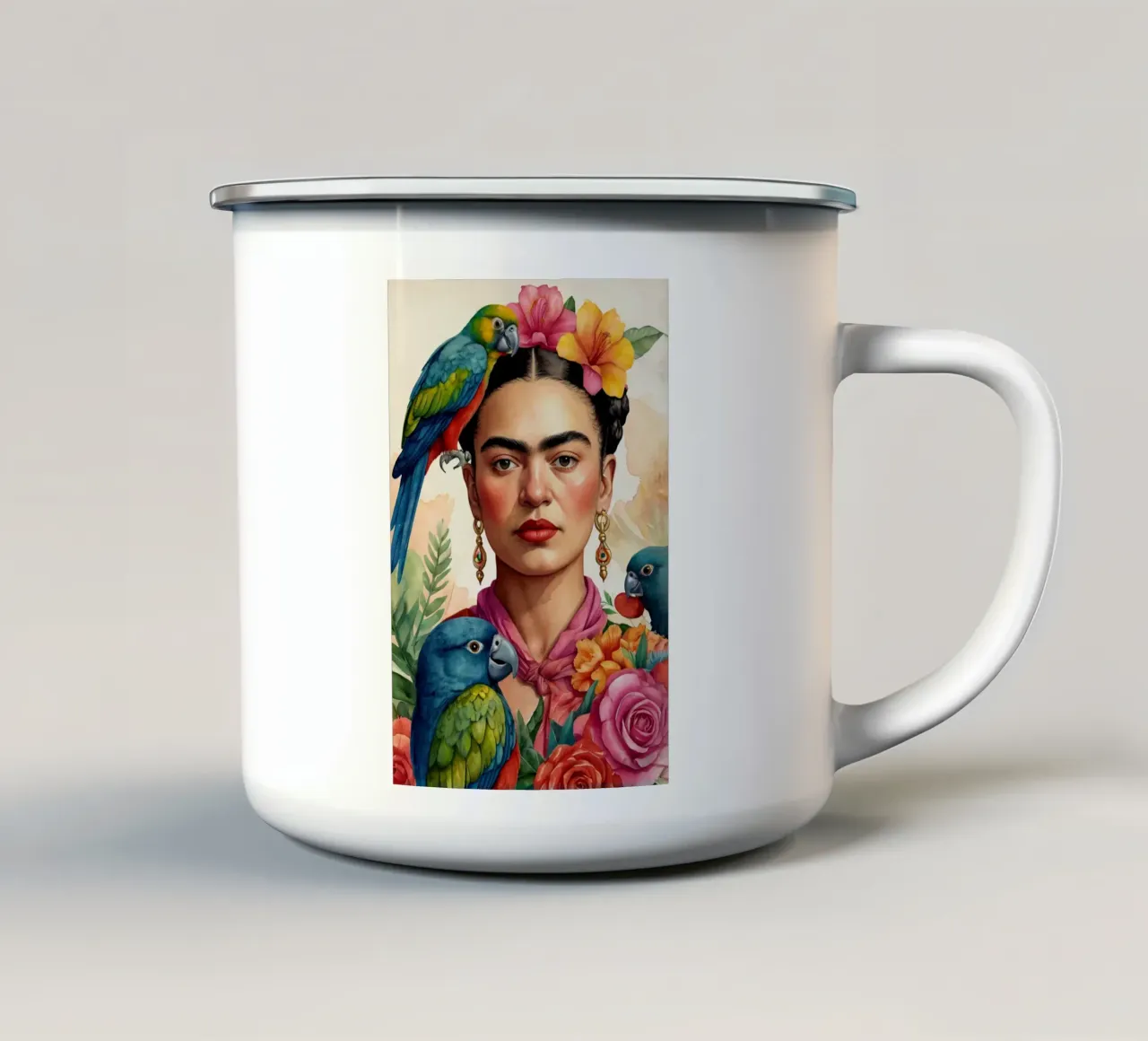 Frida Kalho in acquerello tazza in smalto da 🎁 ARTVI-SHOP