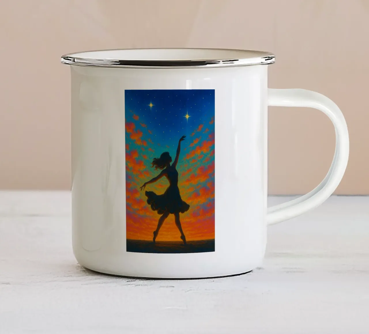 Danzare con il cielo tazza in smalto da Studio M