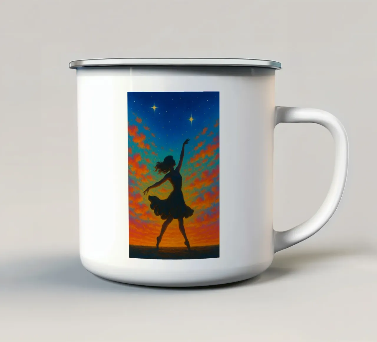 Danzare con il cielo tazza in smalto da Studio M