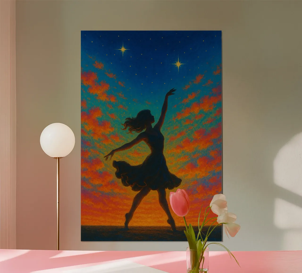 Danzare con il cielo poster con telaio in plastica da Studio M