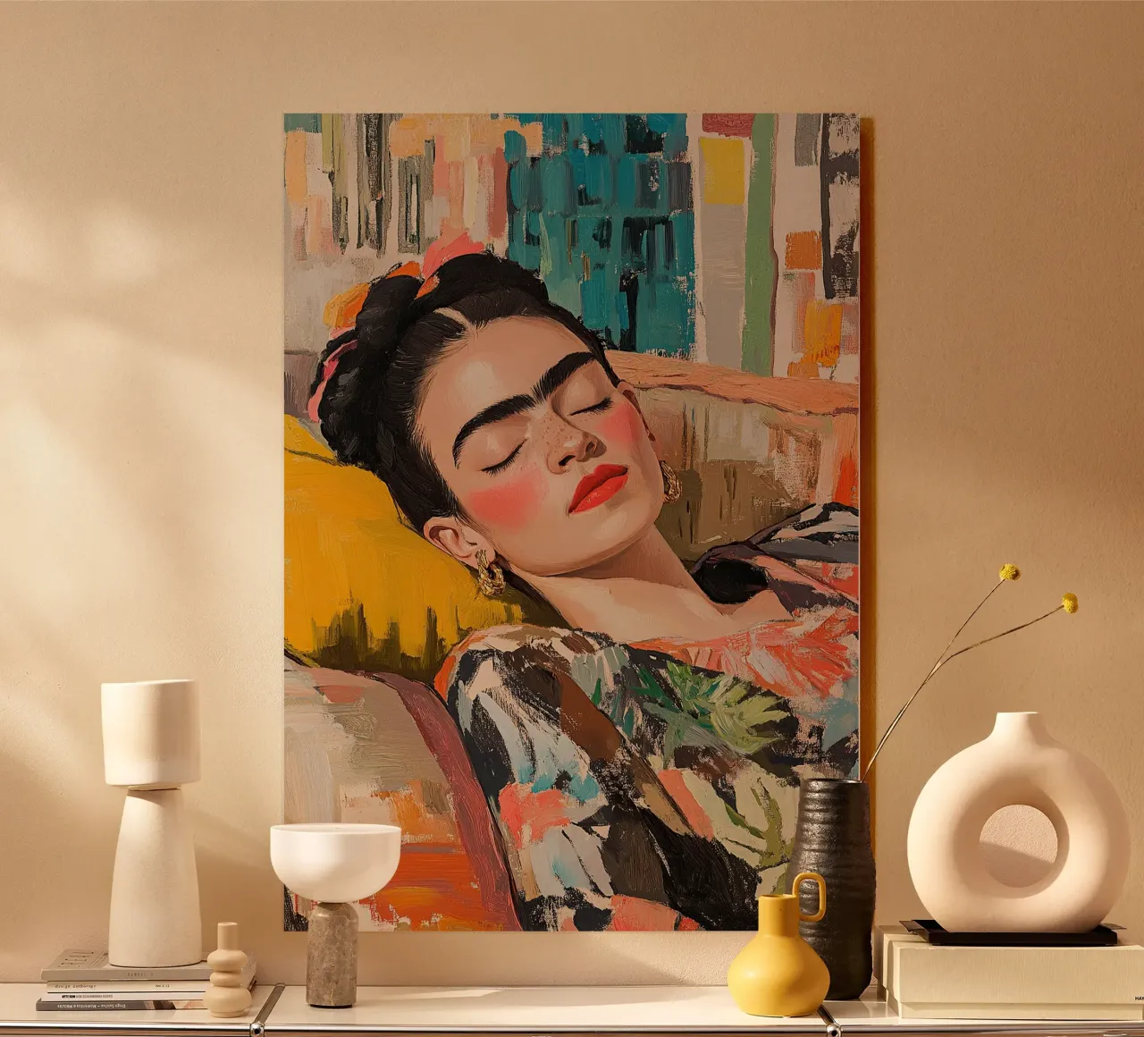 Frida Kahlo - La fenice che è in me alluminio dibond da Fantasias Florales
