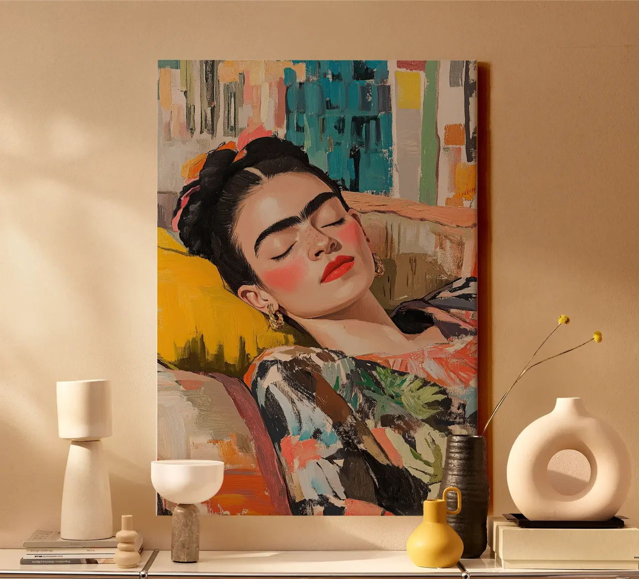 Frida Kahlo - La fenice che è in me tela con Cornice a cassetta da Fantasias Florales