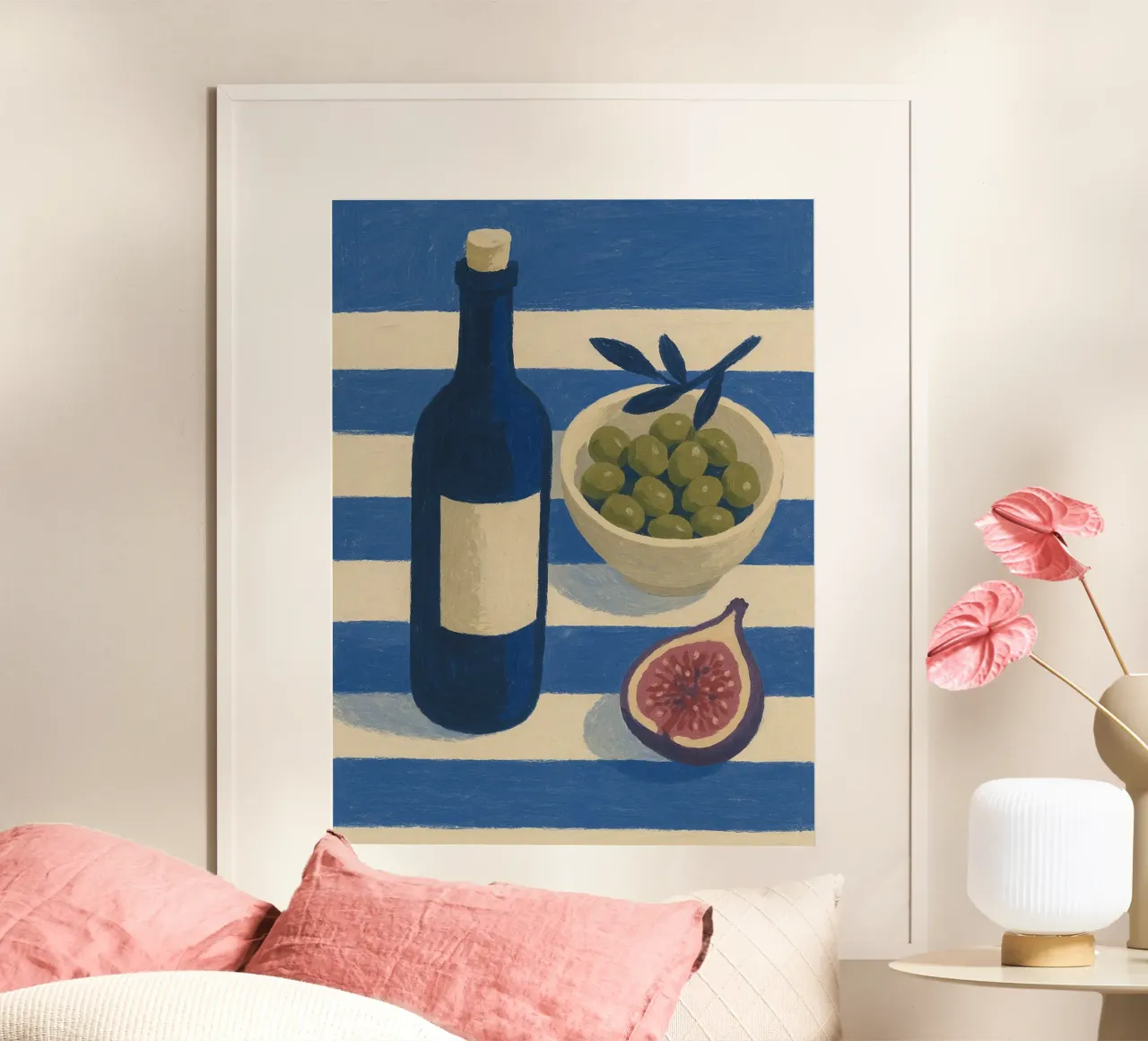 Wine, Olives and Figs poster con telaio in alluminio da Gypsy Galleria