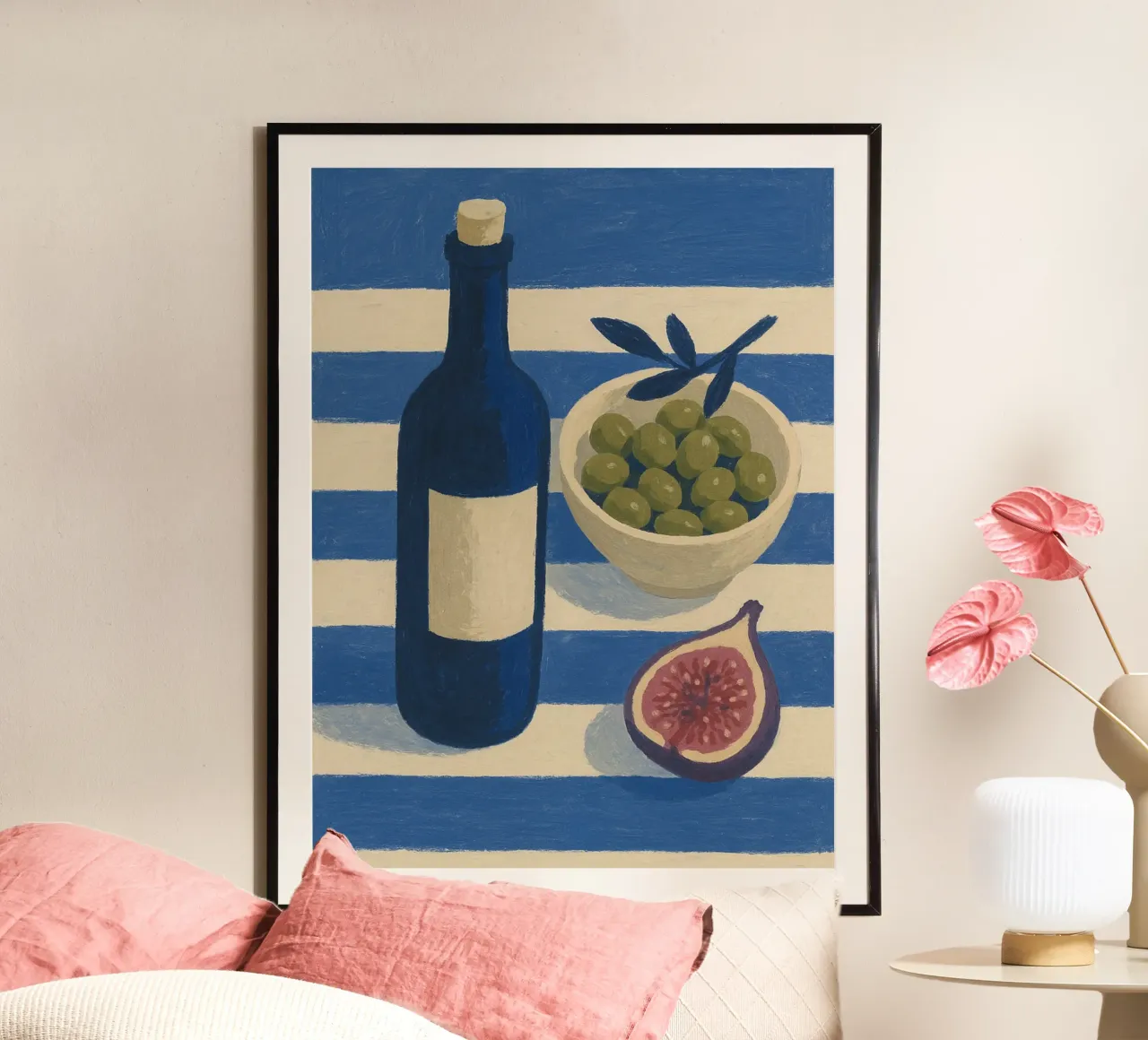 Wine, Olives and Figs poster con telaio in alluminio da Gypsy Galleria