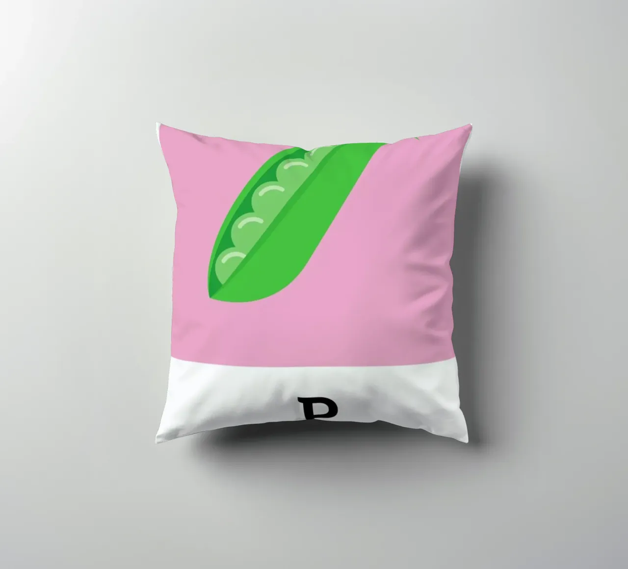 „The Food Alphabet“ - P like Pea cuscino da BLAEK Design Studio