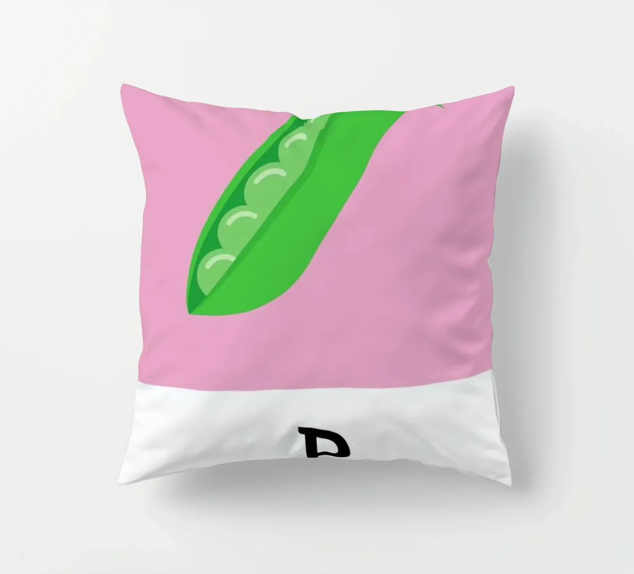 „The Food Alphabet“ - P like Pea cuscino da BLAEK Design Studio