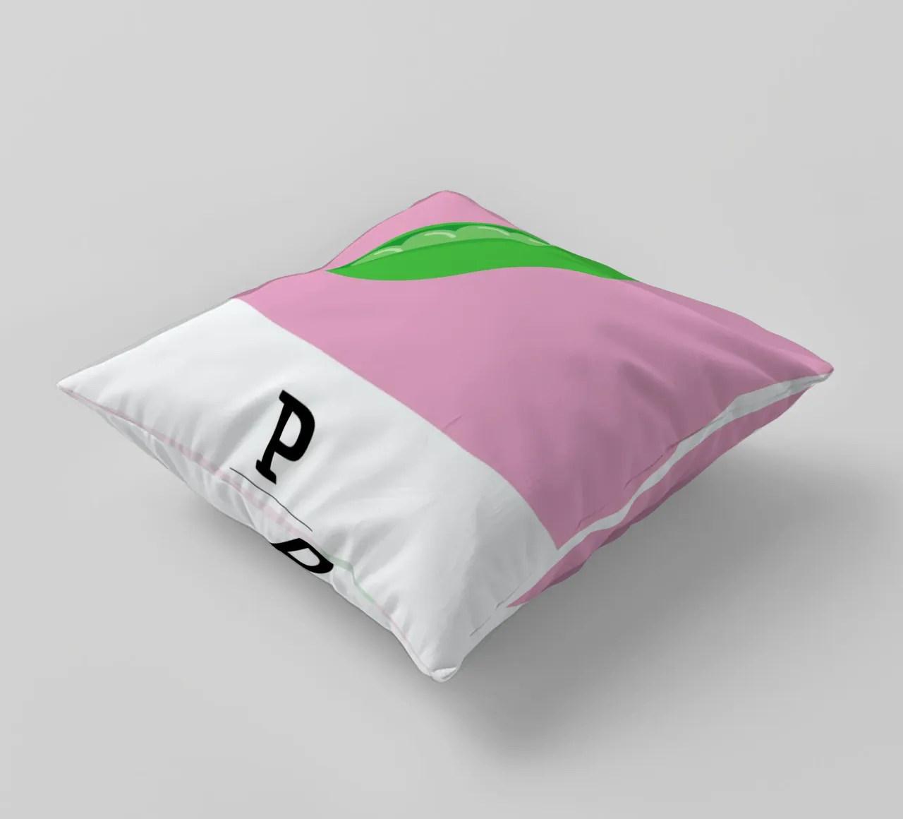 „The Food Alphabet“ - P like Pea cuscino da BLAEK Design Studio
