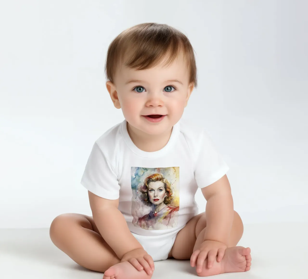 katharine hepburn in acquerello body neonato maniche corte da 🎁 ARTVI-SHOP