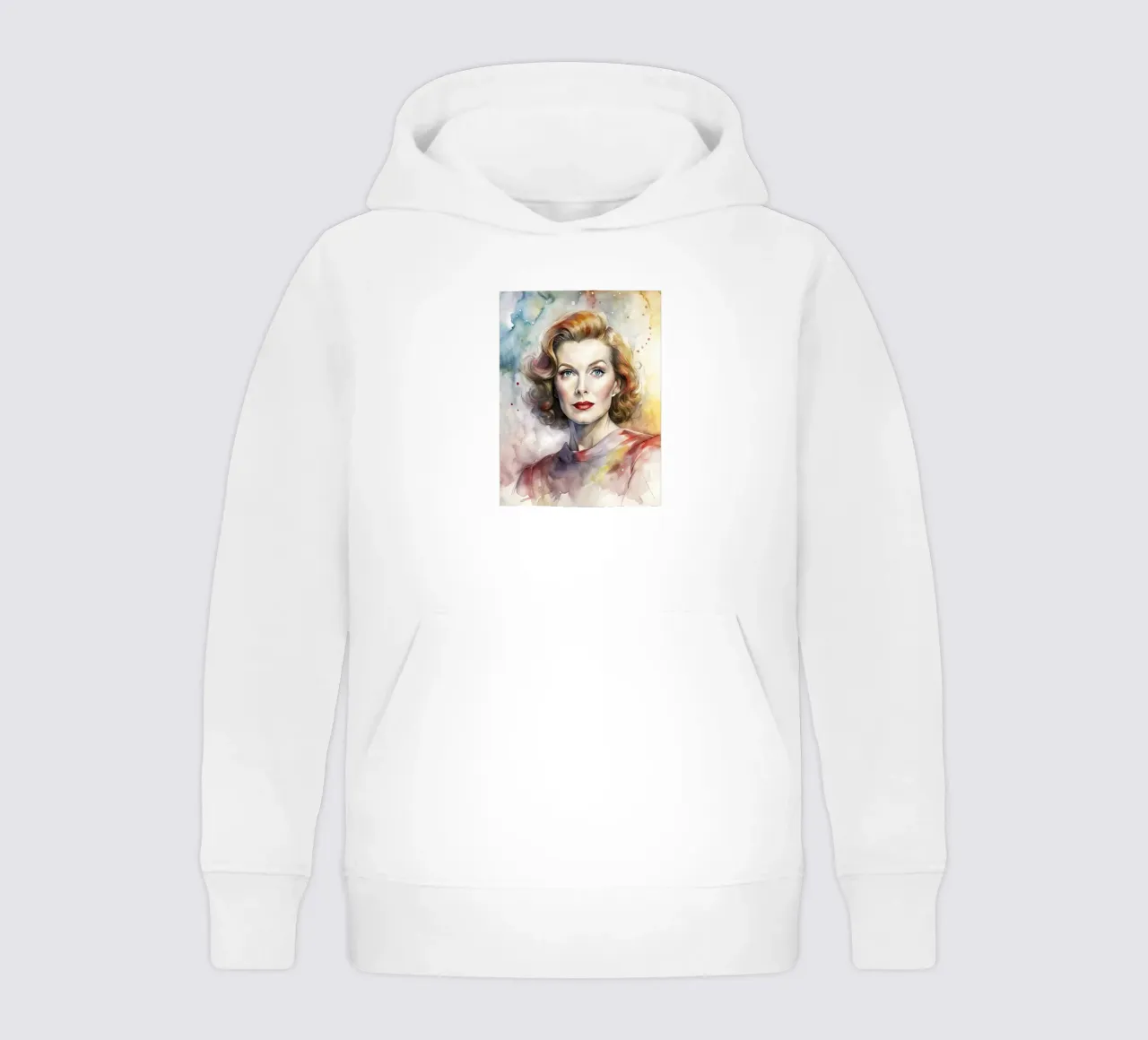 katharine hepburn in acquerello felpa bambino con cappuccio da 🎁 ARTVI-SHOP