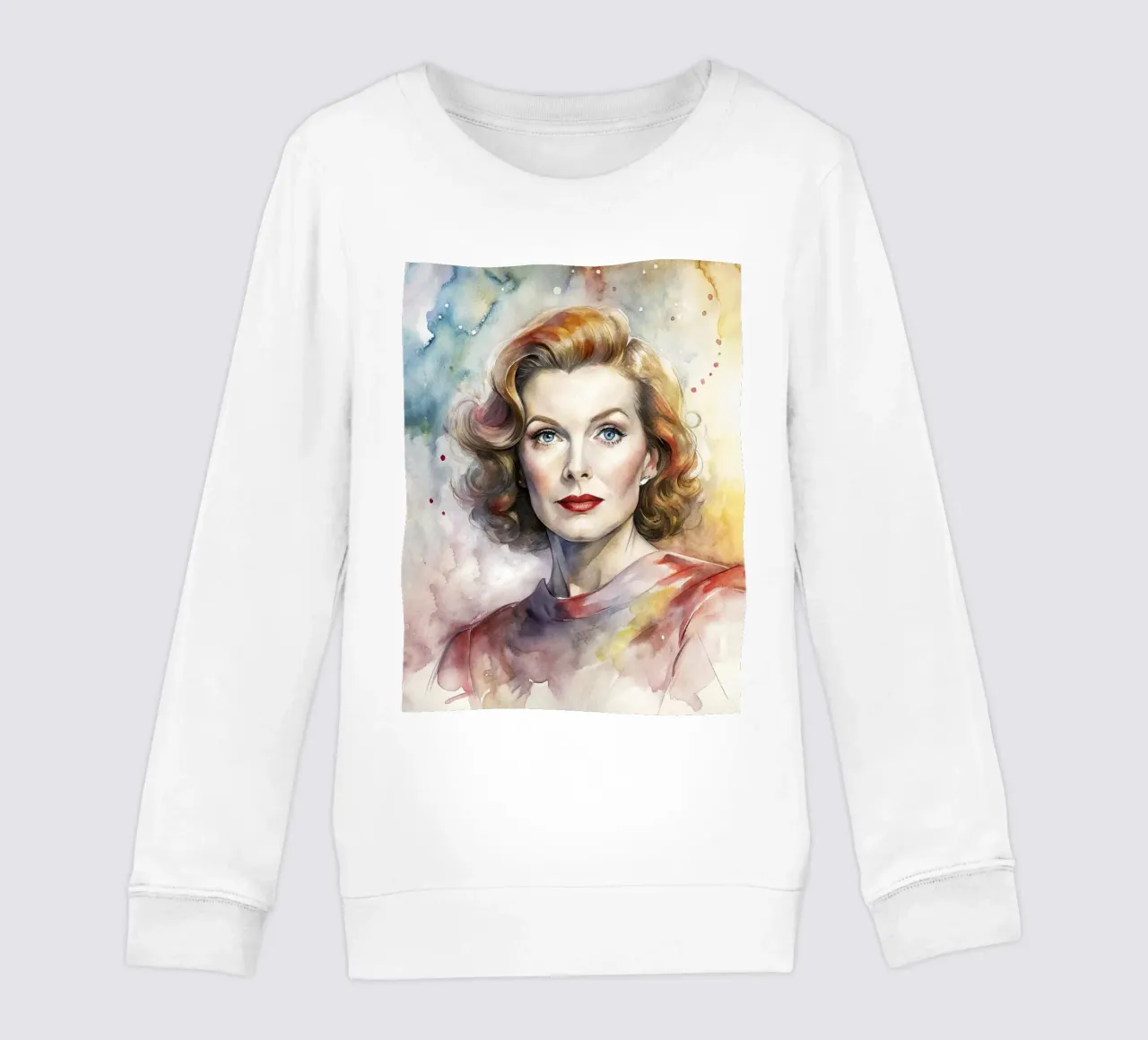 katharine hepburn in acquerello felpa bambino da 🎁 ARTVI-SHOP