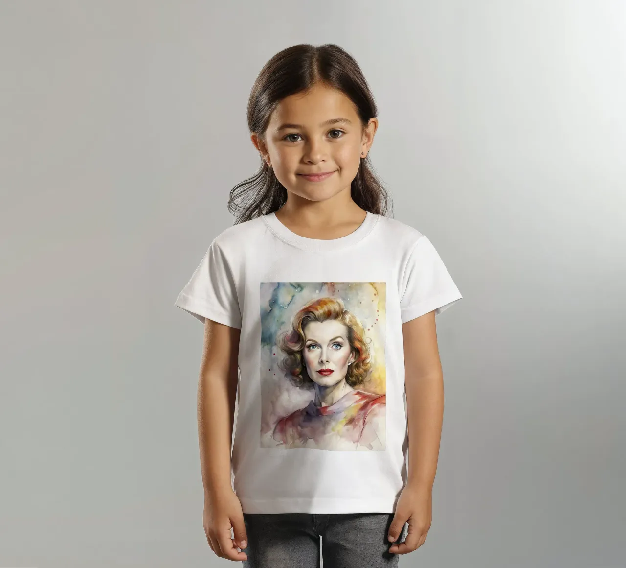 katharine hepburn in acquerello t-shirt bambini da 🎁 ARTVI-SHOP