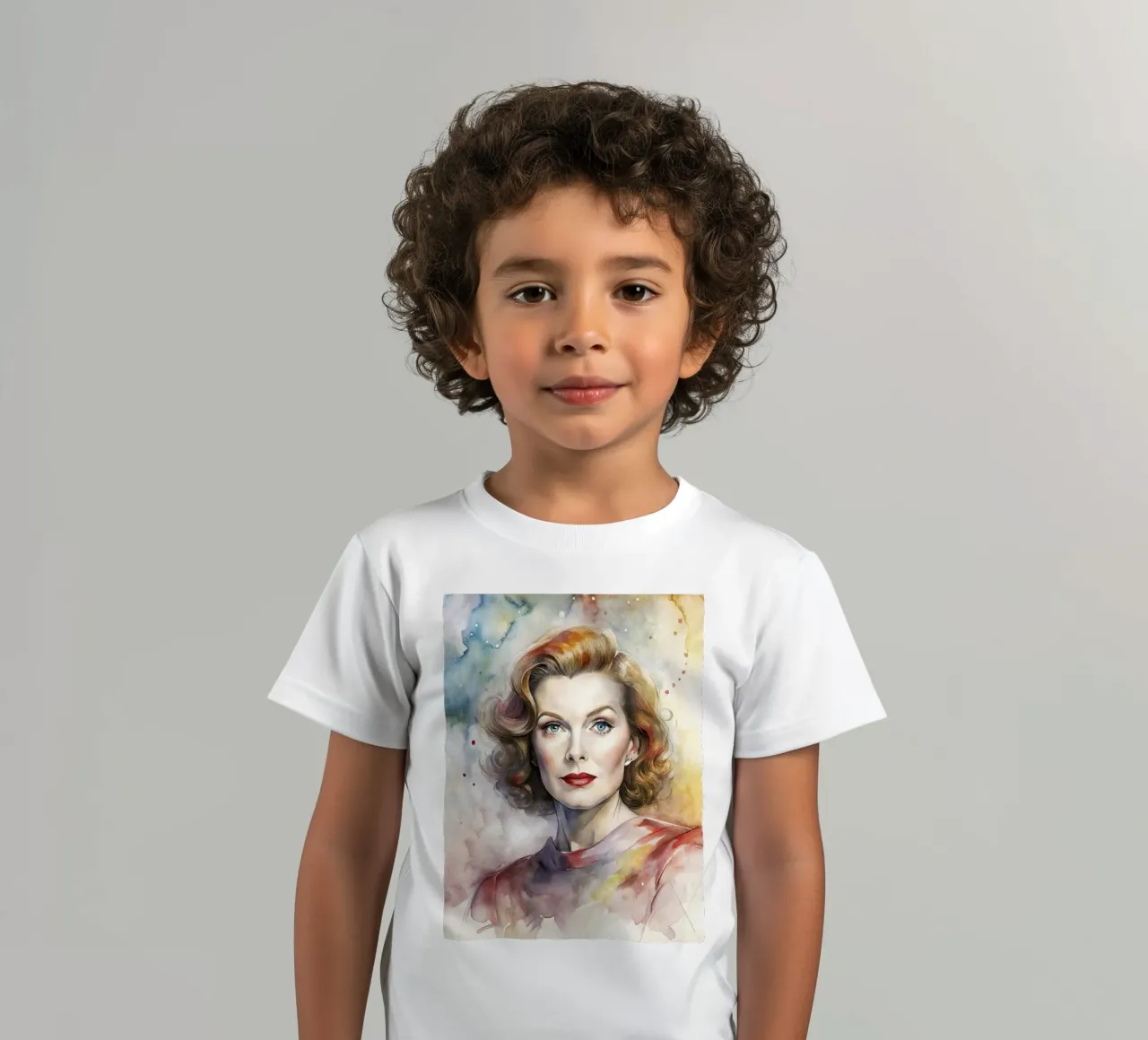 katharine hepburn in acquerello t-shirt bambini da 🎁 ARTVI-SHOP