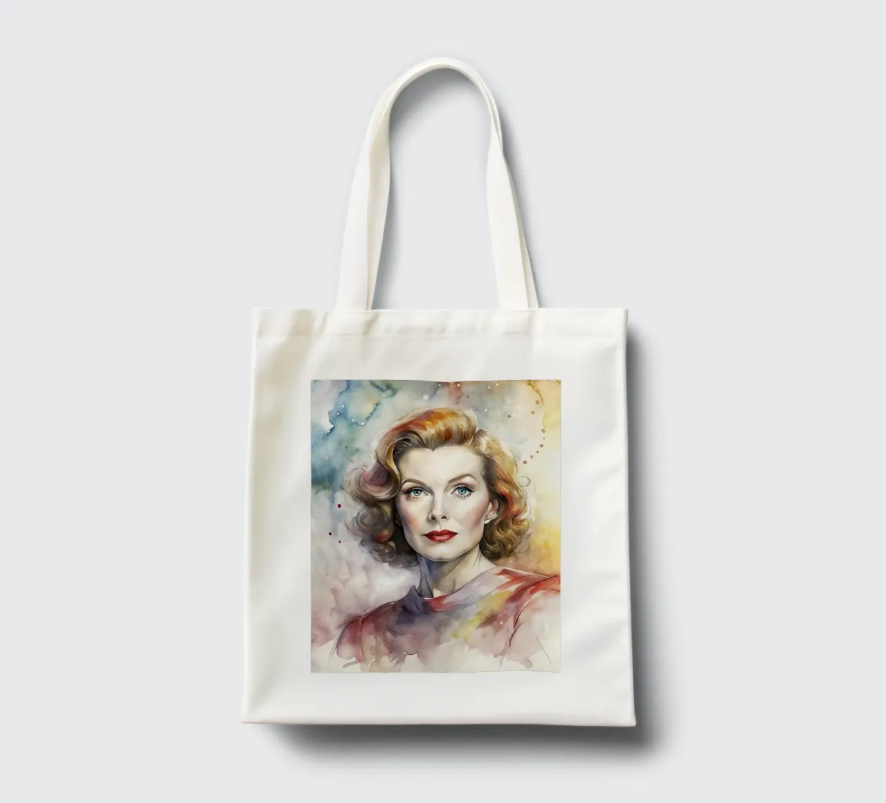 katharine hepburn in acquerello borsa in juta da 🎁 ARTVI-SHOP
