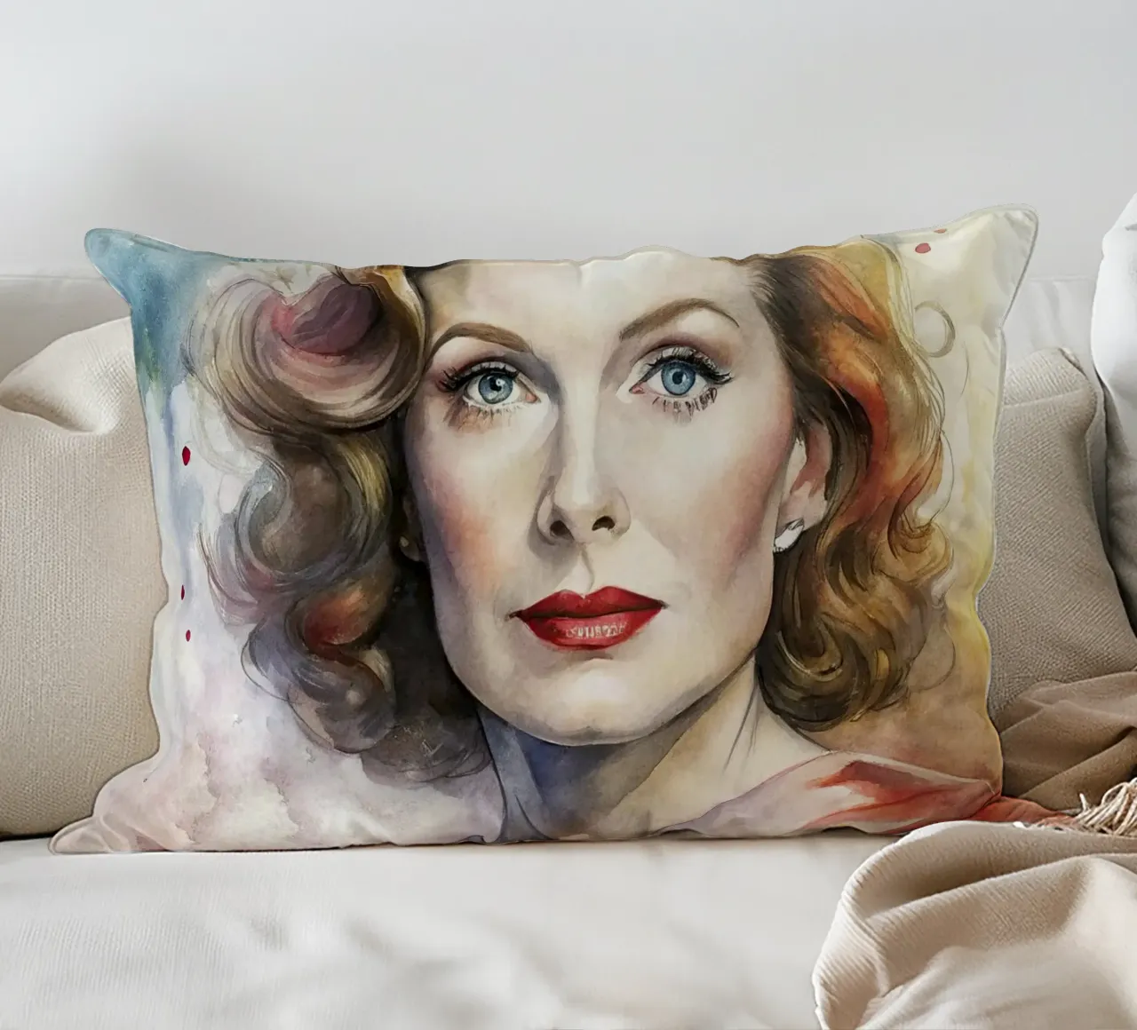 katharine hepburn in acquerello cuscino da 🎁 ARTVI-SHOP