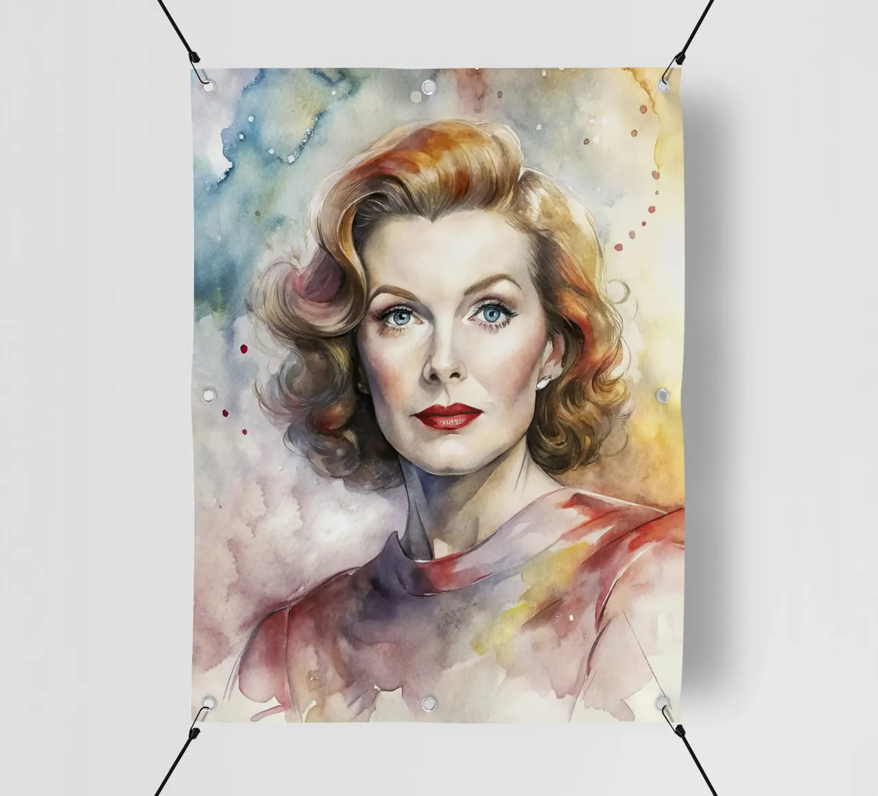 katharine hepburn in acquerello telo in pvc da 🎁 ARTVI-SHOP