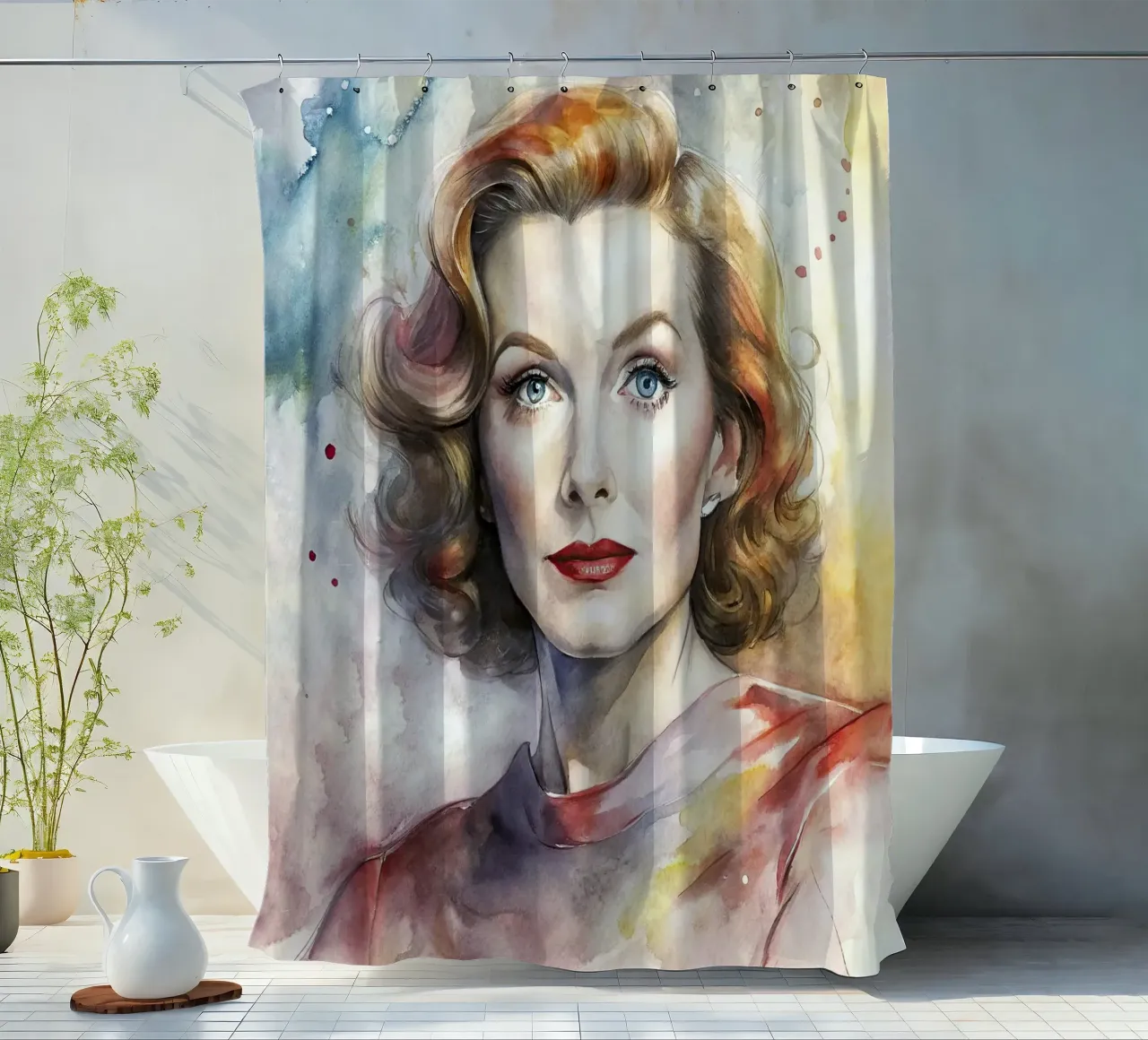 katharine hepburn in acquerello tenda da doccia da 🎁 ARTVI-SHOP