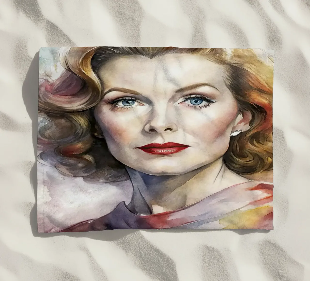 katharine hepburn in acquerello telo mare da 🎁 ARTVI-SHOP