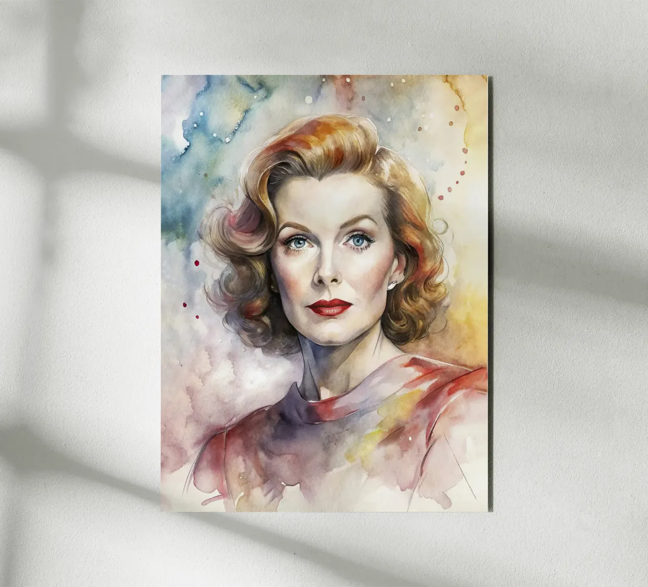 katharine hepburn in acquerello alluminio dibond da 🎁 ARTVI-SHOP