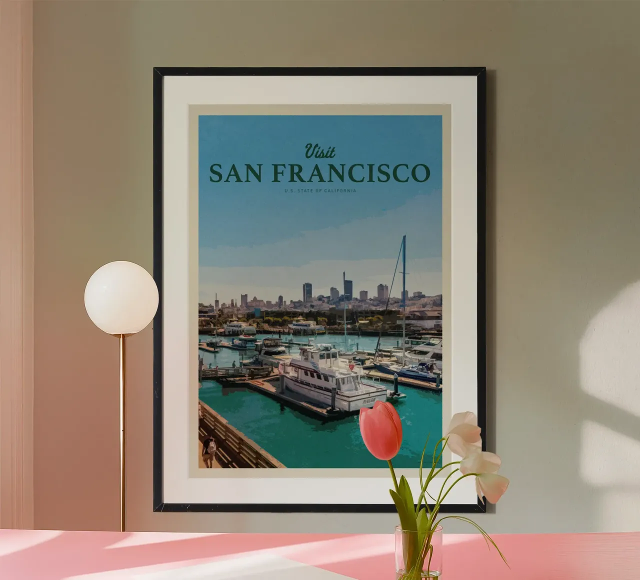 Viaggio a San Francisco poster con telaio in legno da Mercury Club