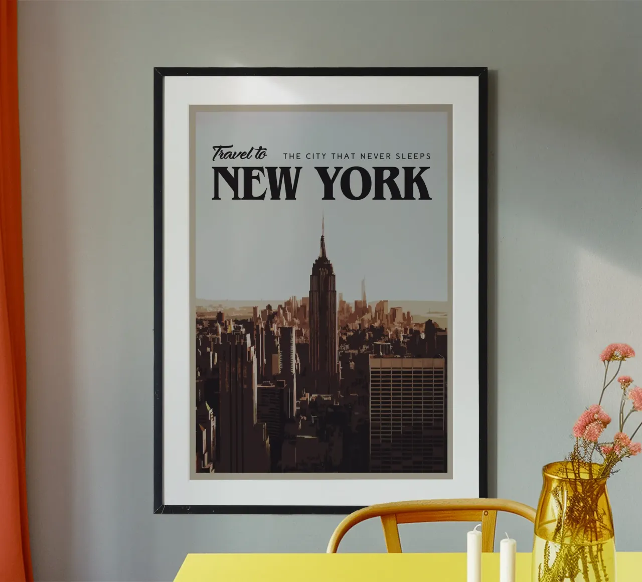Viaggio a New York poster con telaio in alluminio da Mercury Club