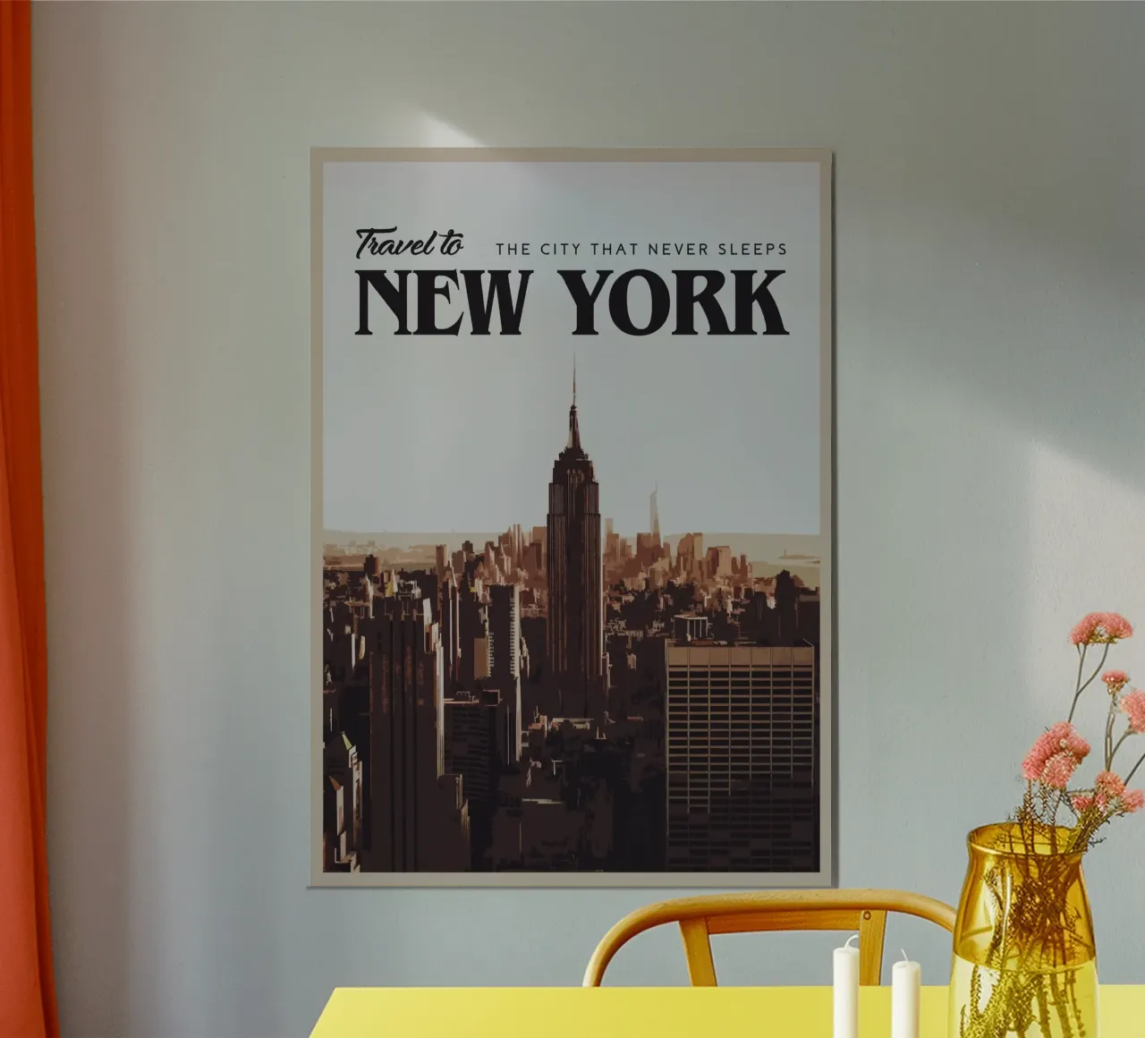 Viaggio a New York poster con telaio in alluminio da Mercury Club