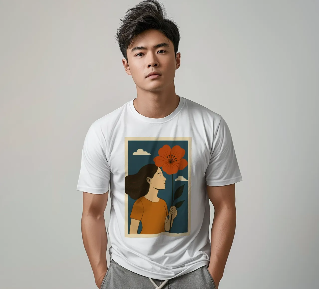 Woman with Flower t-shirt by Studio M