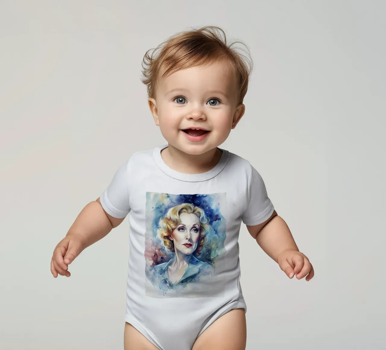 Marlene Dietrich in acquerello body neonato maniche corte da ARTVI-SHOP