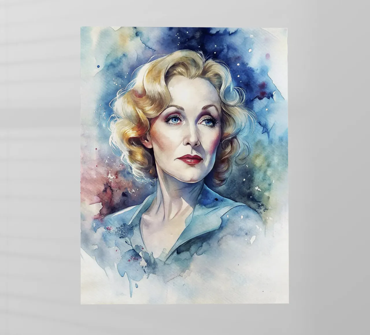 Marlene Dietrich in acquerello pellicola backlit da ARTVI-SHOP