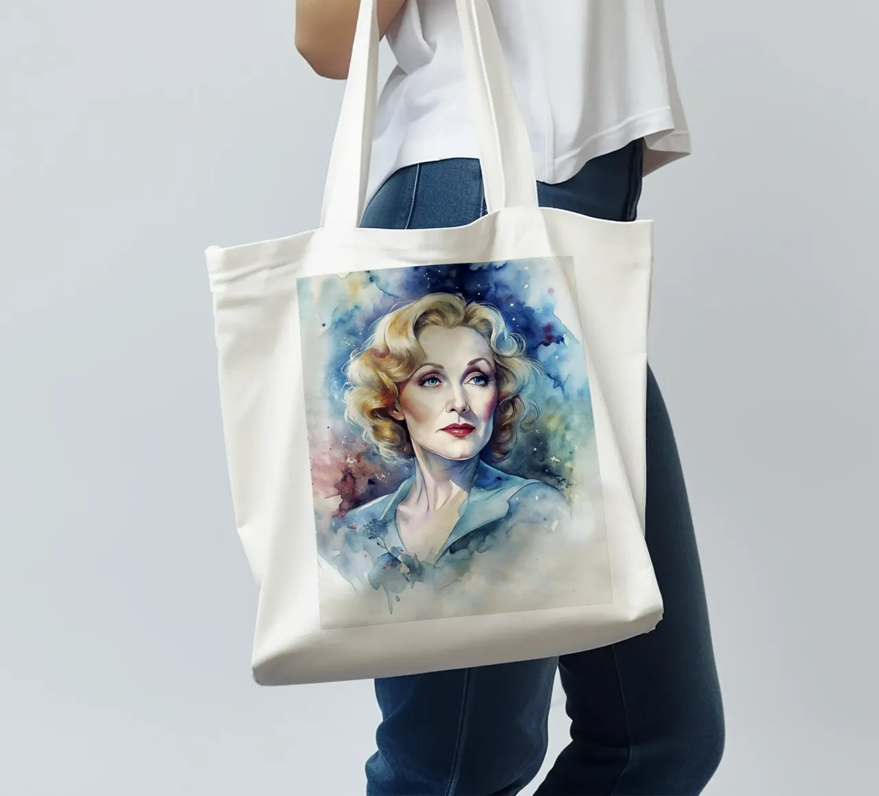 Marlene Dietrich in acquerello borsa in juta da ARTVI-SHOP
