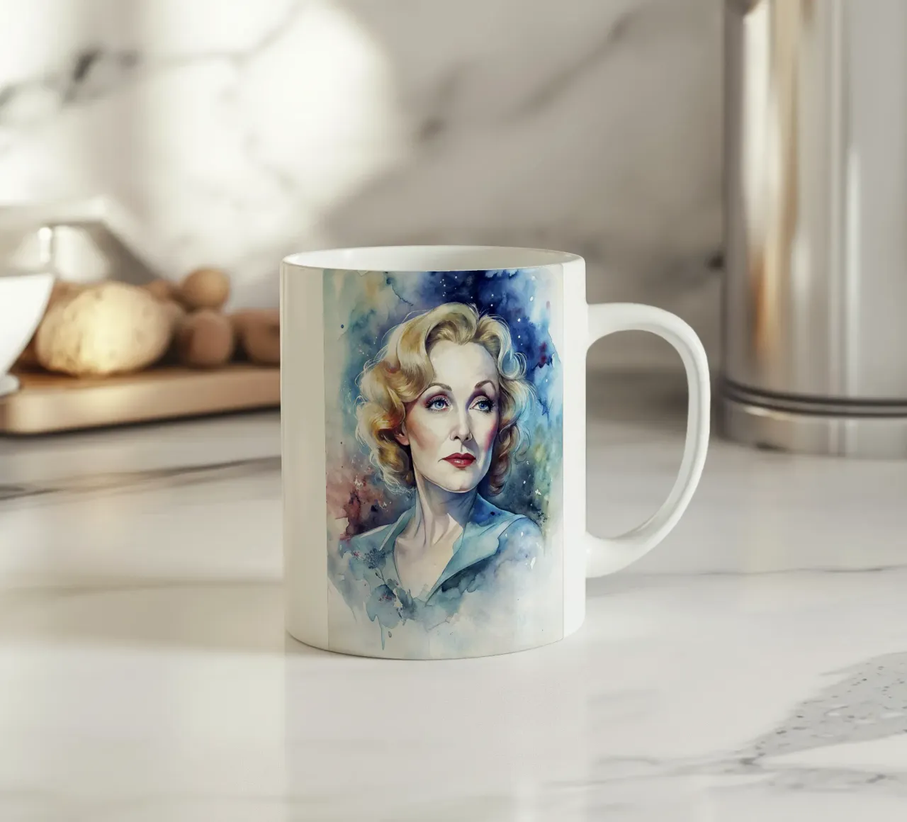 Marlene Dietrich in acquerello tazza in ceramica da ARTVI-SHOP