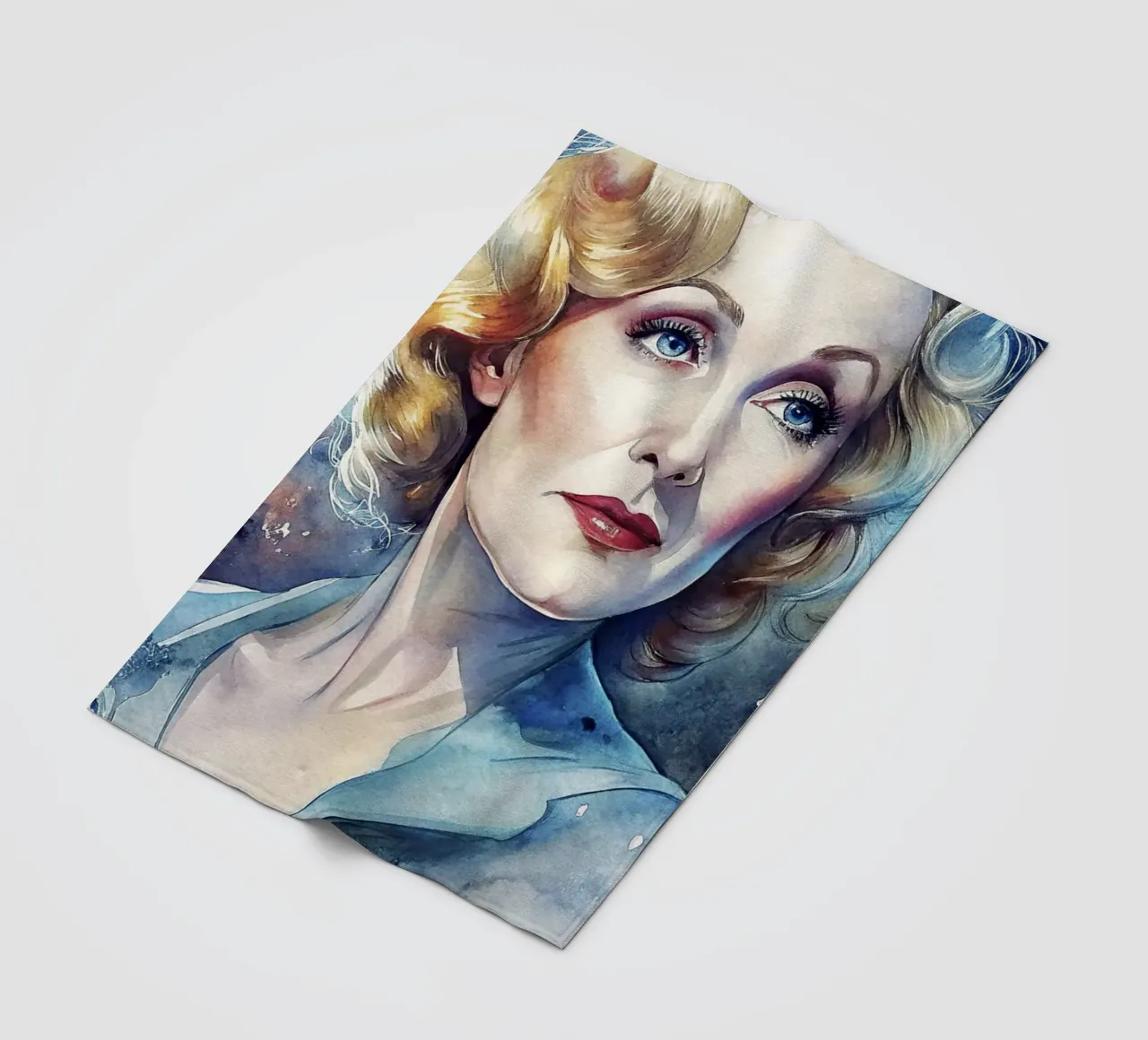 Marlene Dietrich in acquerello coperta in pile da ARTVI-SHOP