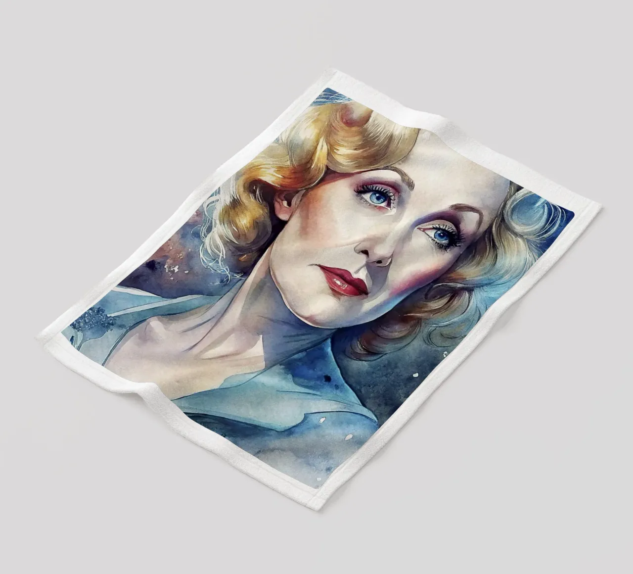 Marlene Dietrich in acquerello coperta in pile da ARTVI-SHOP