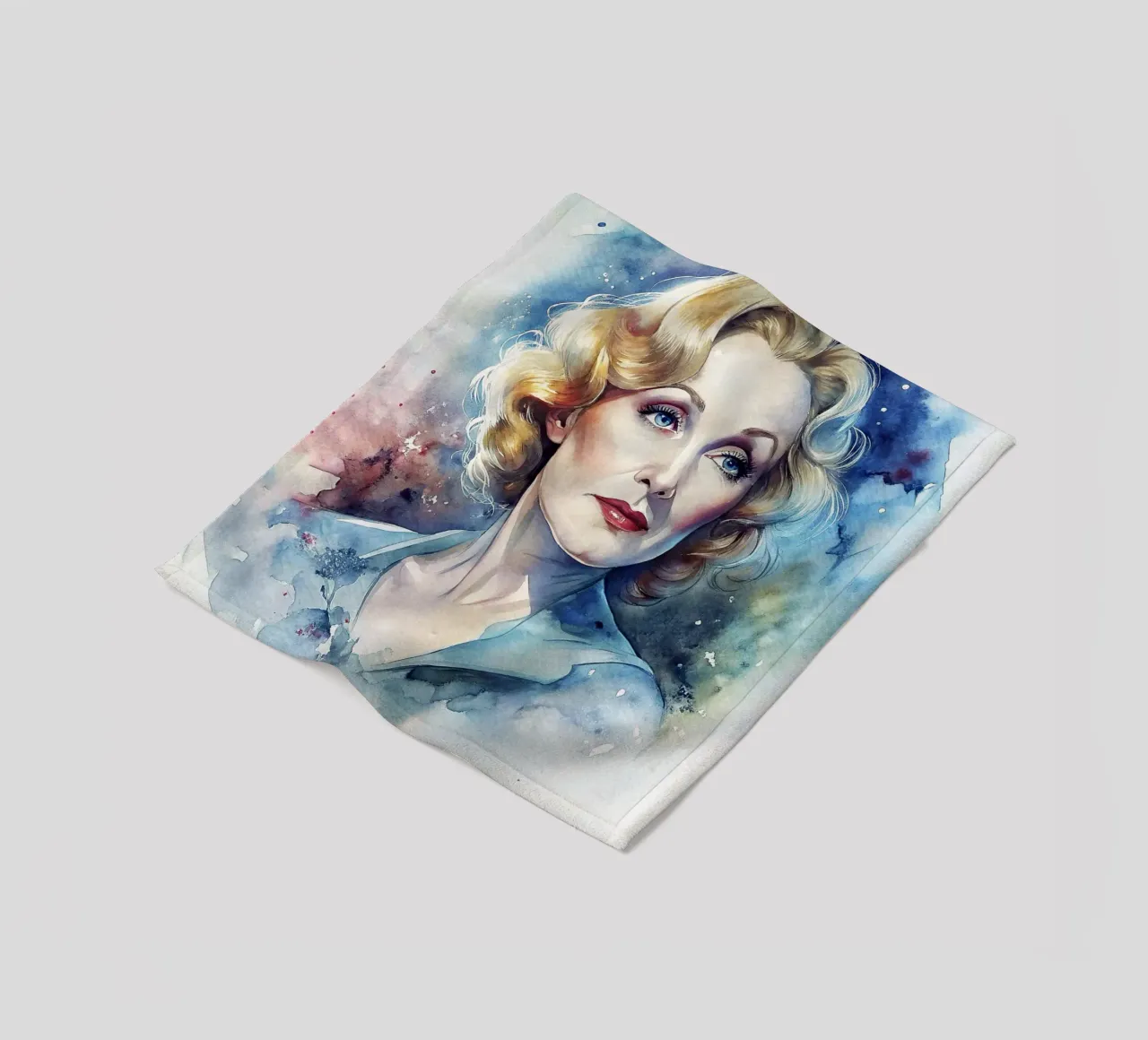 Marlene Dietrich in acquerello coperta in pile da ARTVI-SHOP
