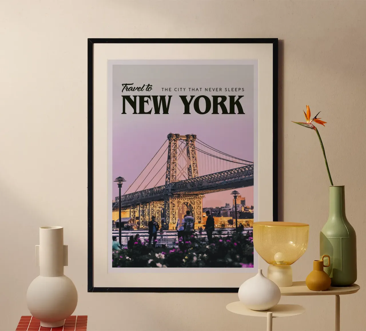 Viaggio a New York poster con telaio in alluminio da Mercury Club
