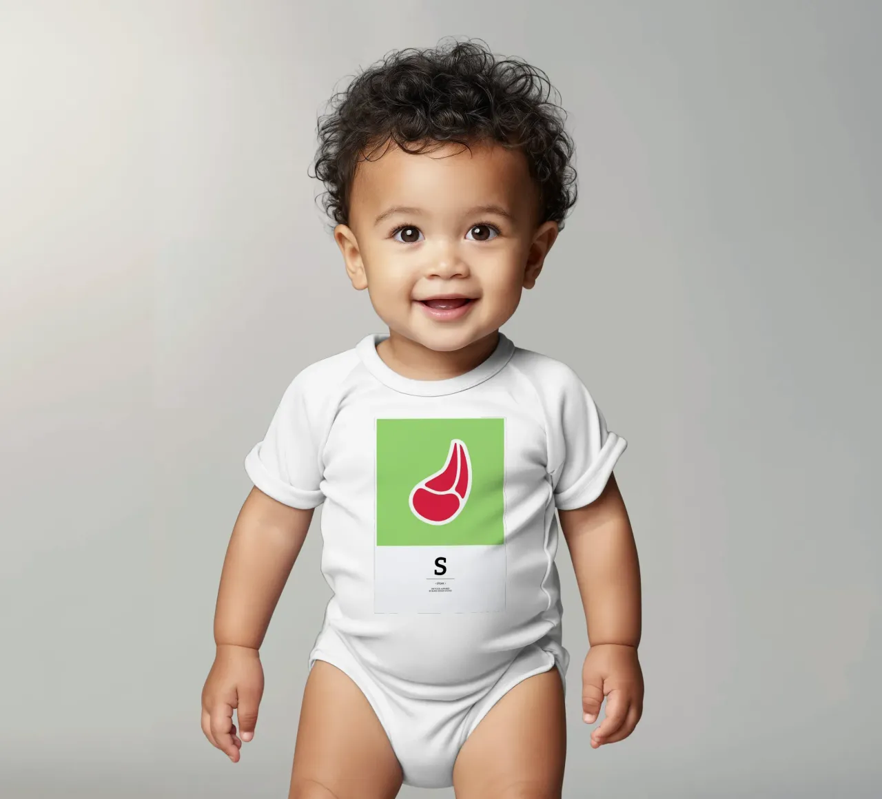 „The Food Alphabet“ - S like Steak body neonato maniche corte da BLAEK Design Studio