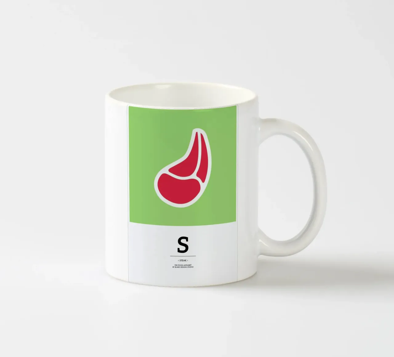 „The Food Alphabet“ - S like Steak tazza in ceramica da BLAEK Design Studio