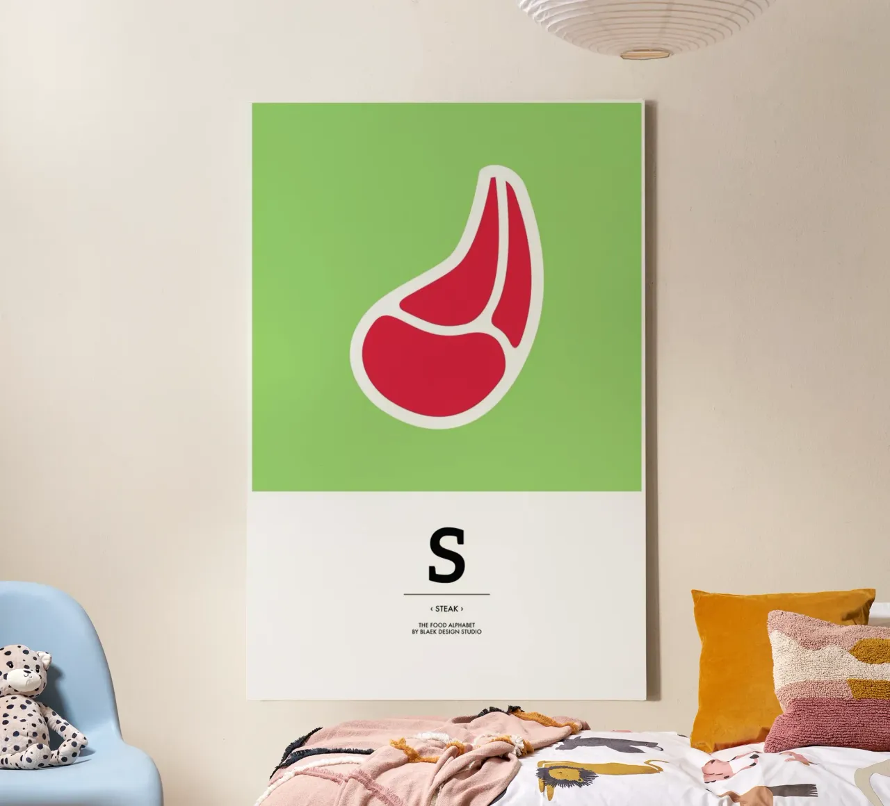 „The Food Alphabet“ - S like Steak tela con Cornice a cassetta da BLAEK Design Studio