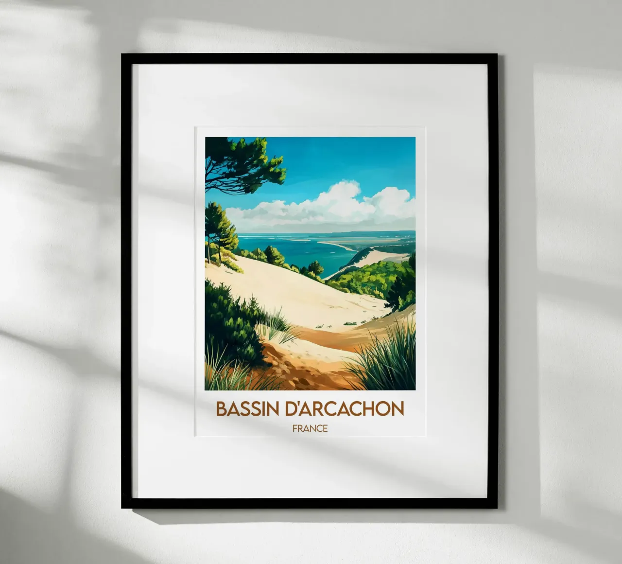 Affiche Bassin d’Arcachon France poster avec cadre en bois de Frame the World