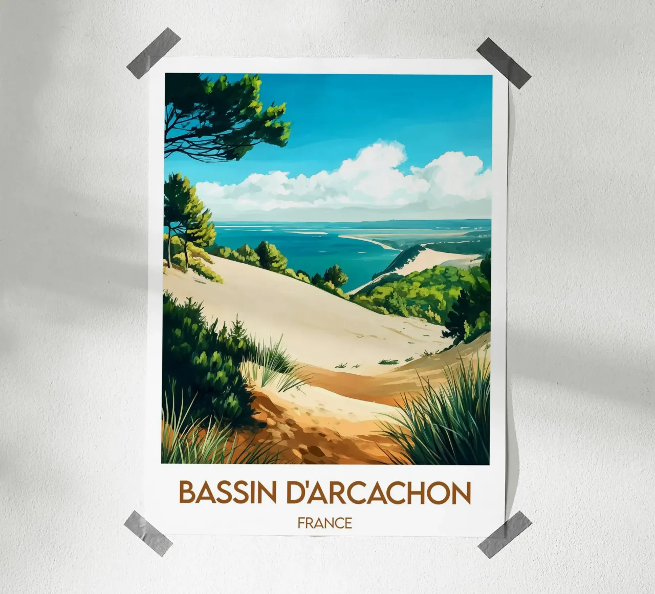 Affiche Bassin d’Arcachon France poster avec cadre en bois de Frame the World