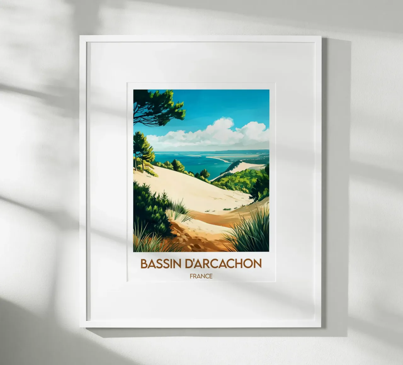 Affiche Bassin d’Arcachon France poster avec cadre en bois de Frame the World