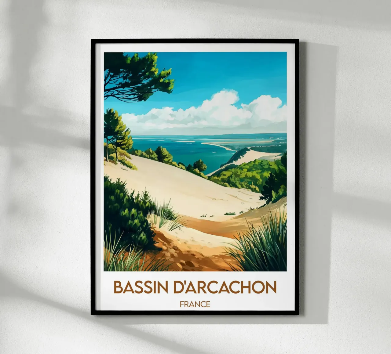 Affiche Bassin d’Arcachon France poster avec cadre en bois de Frame the World