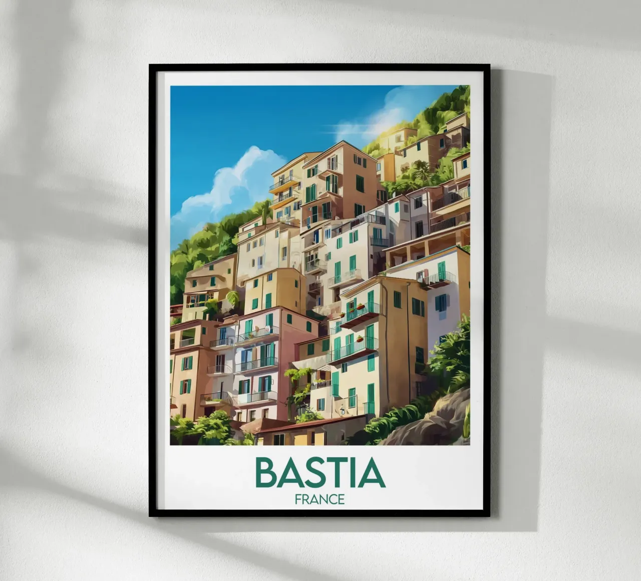 Affiche Bastia poster con telaio in legno da Frame the World