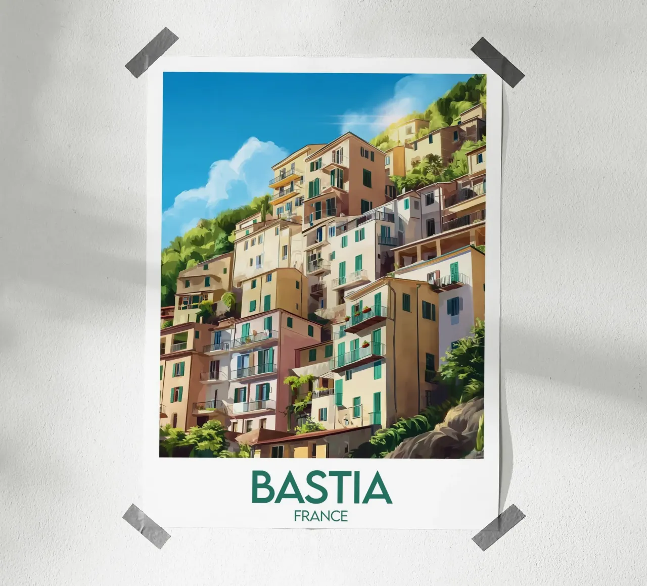 Affiche Bastia poster con telaio in legno da Frame the World
