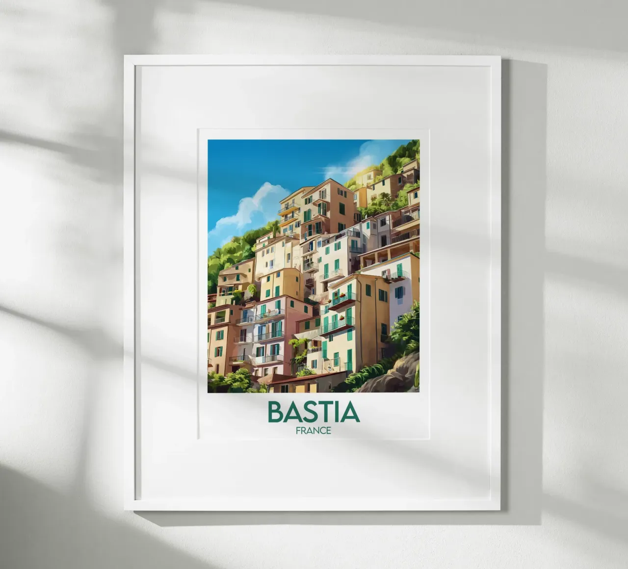 Affiche Bastia poster con telaio in legno da Frame the World