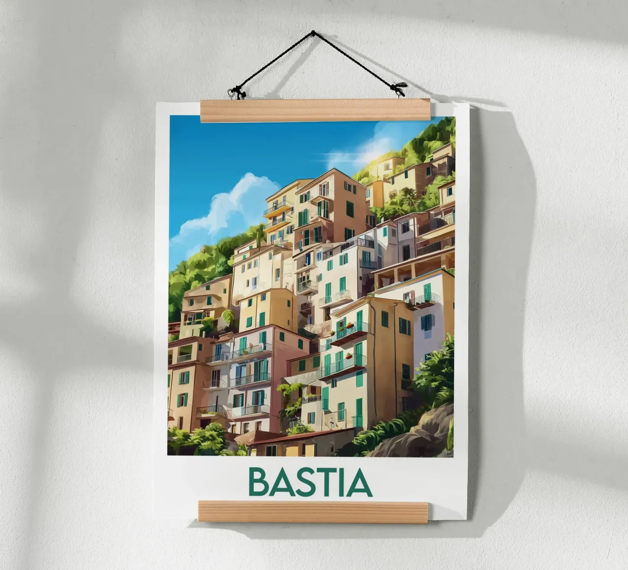 Affiche Bastia poster con telaio in legno da Frame the World